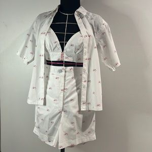 short crop top and shirt set